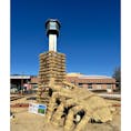 【古代蓮の里】in埼玉県行田市

古代蓮タワー前に藁アートが✨
能登の復興と再生に願いを込めた藁アート✨　加能ガニとキリコだそうです🦀
青空に古代蓮タワーが映えています！
蓮の時期はとっても綺麗で公園もありファミリーにもオススメ✨

2025.1.14