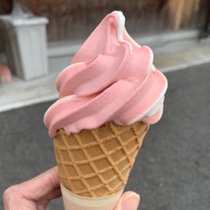 奈良県明日香村　あすか夢販売所

道の駅飛鳥にある、農産物直売所です。建物の一角にソフトクリームなどを販売するコーナーがあり、特産のいちご「あすかルビー」のソフトクリームが人気です。

私もここに立ち寄ると、いつも食べています。特にバニラとのミックス（450円）が好きですね。少し甘酸っぱく、美味しいです。五平餅もあります。