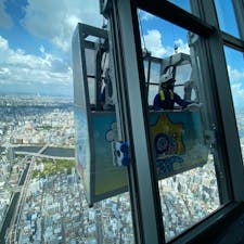 朝早くに入場してもしっかり混んでたスカイツリー。天望デッキのさらに上の天望回廊まで上がると人が減って景色をゆっくり眺められるのでおすすめです、チケット高いけど。一番印象に残ってるのは怖そうすぎる窓掃除の様子。