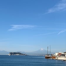 稲村ヶ崎より朝も夕方もお天気に恵まれ富士山も美しい😄