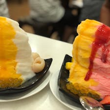 china town in singapore🇸🇬
ふわっふわのかき氷
マンゴー&ライチとマンゴー&ストロベリー
お店は出入りがはげしく、常に満席状態でした！