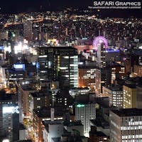 JRタワー展望室T38から見たすすきの方面の夜景。名前のとおり、JRタワーの38Fにある展望室です。360度全方向ガラス窓になっているので、晴れていれば小樽や石狩方面の海まで見渡すことができます♪