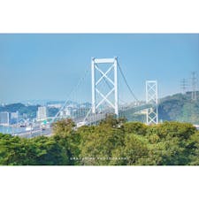 門司港めかり第二展望台からの関門大橋。
山登り大変だった💦